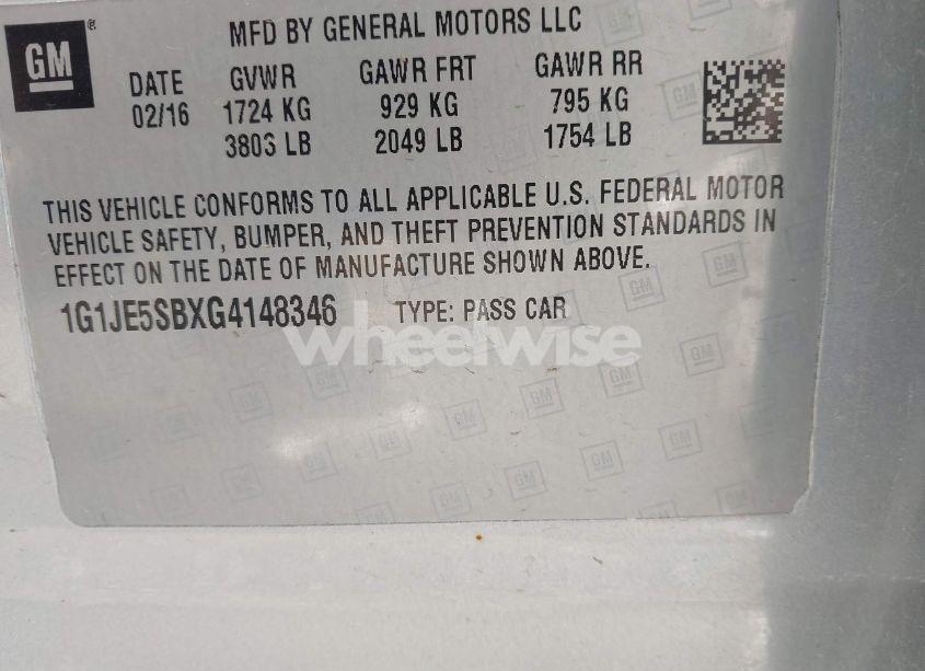 Photo 9 of 2016 Chevrolet Sonic LTZ AUTO (VIN 1G1JE5SBXG4148346)