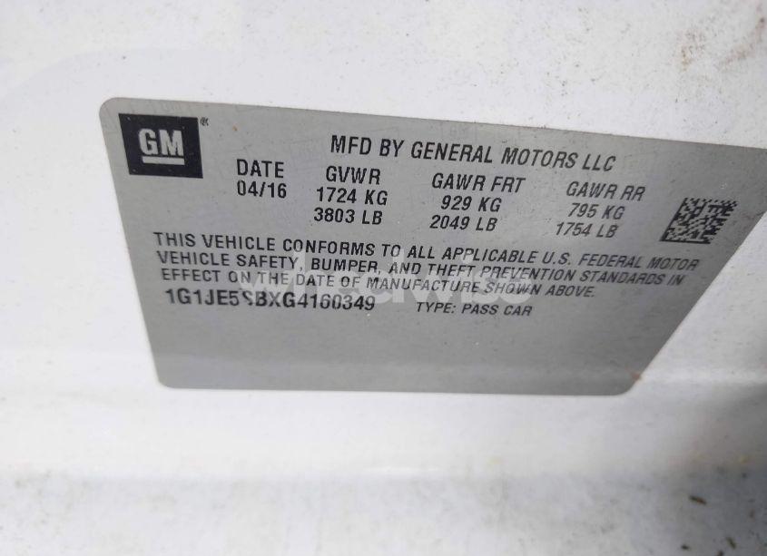 Photo 9 of 2016 Chevrolet Sonic LTZ AUTO (VIN 1G1JE5SBXG4160349)