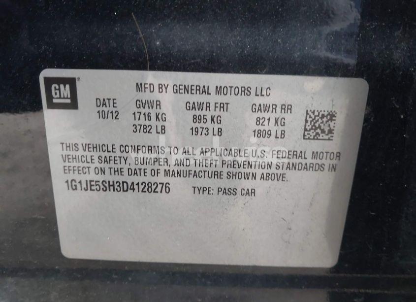 Photo 9 of 2013 Chevrolet Sonic LTZ AUTO (VIN 1G1JE5SH3D4128276)