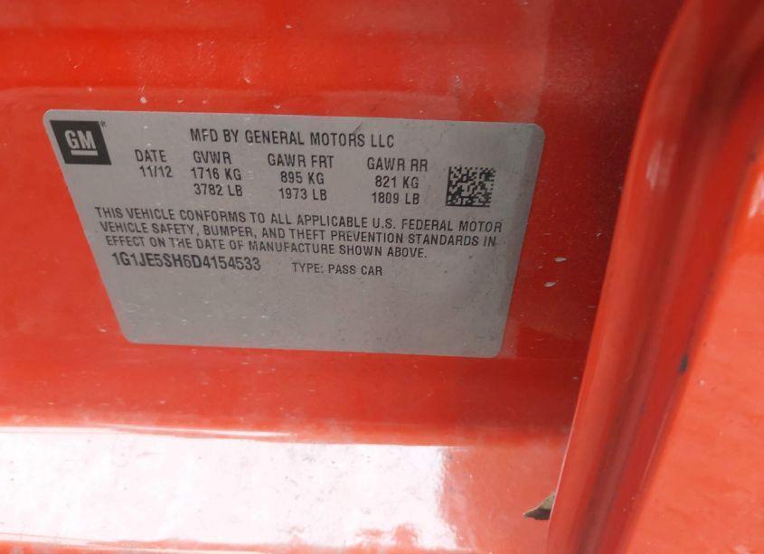 Photo 9 of 2013 Chevrolet Sonic LTZ AUTO (VIN 1G1JE5SH6D4154533)