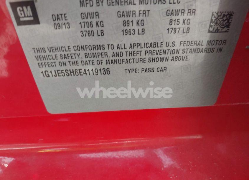 Photo 9 of 2014 Chevrolet Sonic LTZ AUTO (VIN 1G1JE5SH6E4119136)