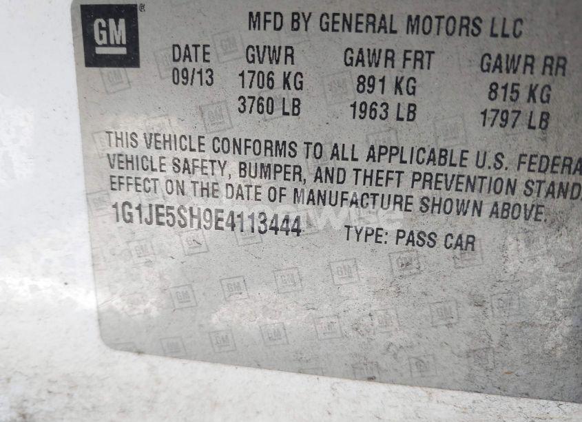 Photo 9 of 2014 Chevrolet Sonic LTZ AUTO (VIN 1G1JE5SH9E4113444)