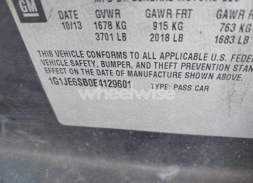 Photo 9 of 2014 Chevrolet Sonic LTZ AUTO (VIN 1G1JE6SB0E4129601)