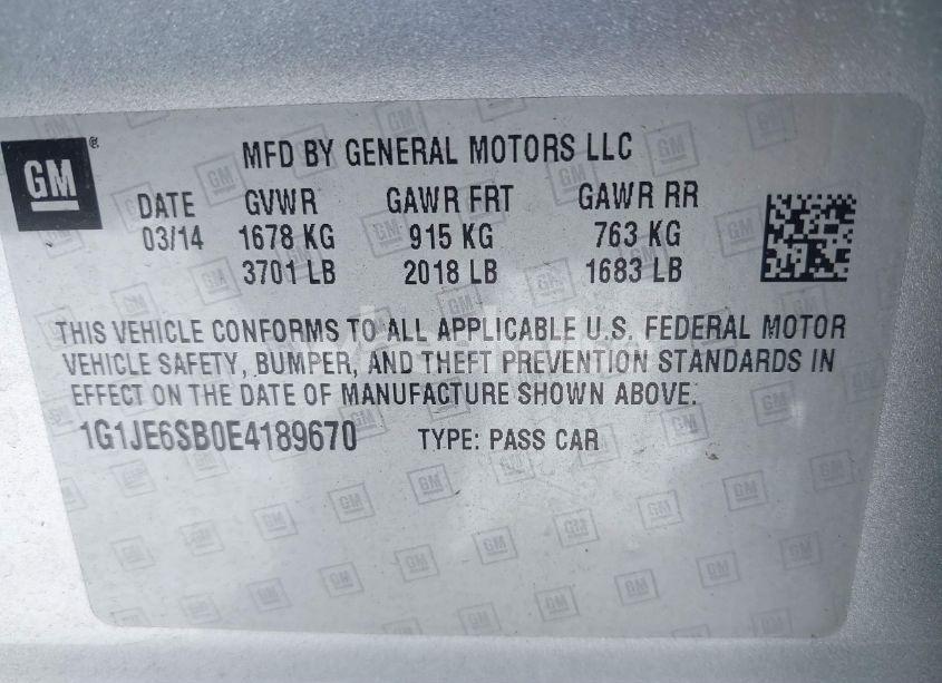 Photo 9 of 2014 Chevrolet Sonic LTZ AUTO (VIN 1G1JE6SB0E4189670)