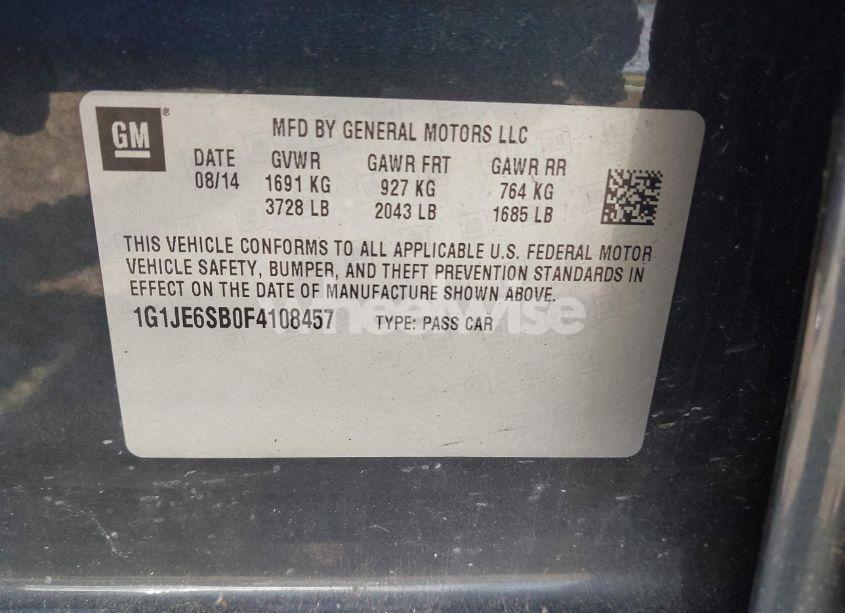 Photo 9 of 2015 Chevrolet Sonic LTZ AUTO (VIN 1G1JE6SB0F4108457)