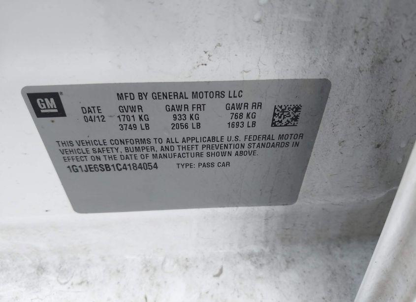 Photo 9 of 2012 Chevrolet Sonic 2LZ (VIN 1G1JE6SB1C4184054)