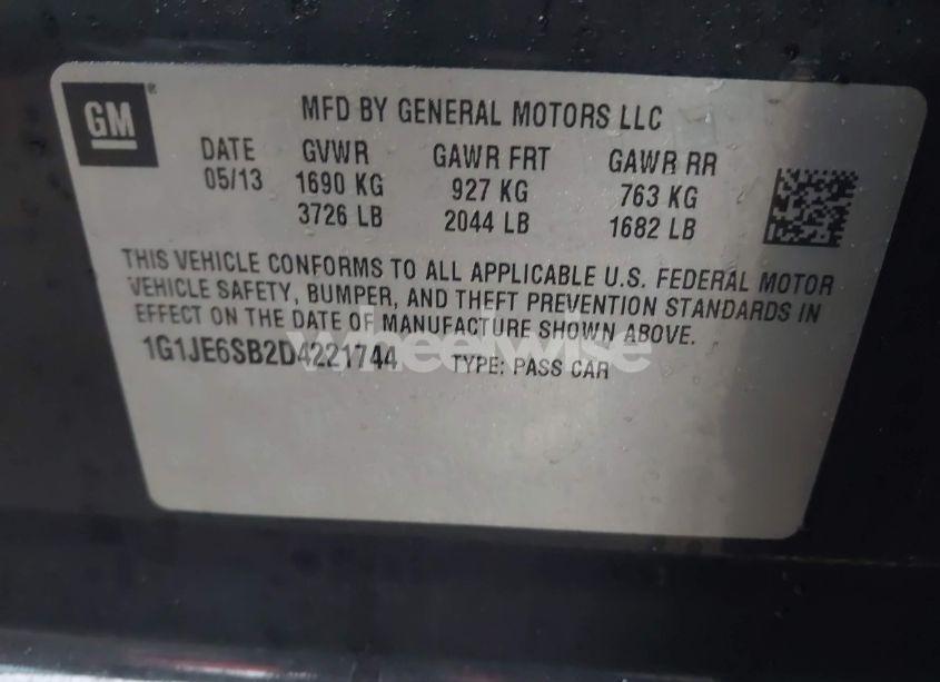 Photo 9 of 2013 Chevrolet Sonic LTZ AUTO (VIN 1G1JE6SB2D4221744)