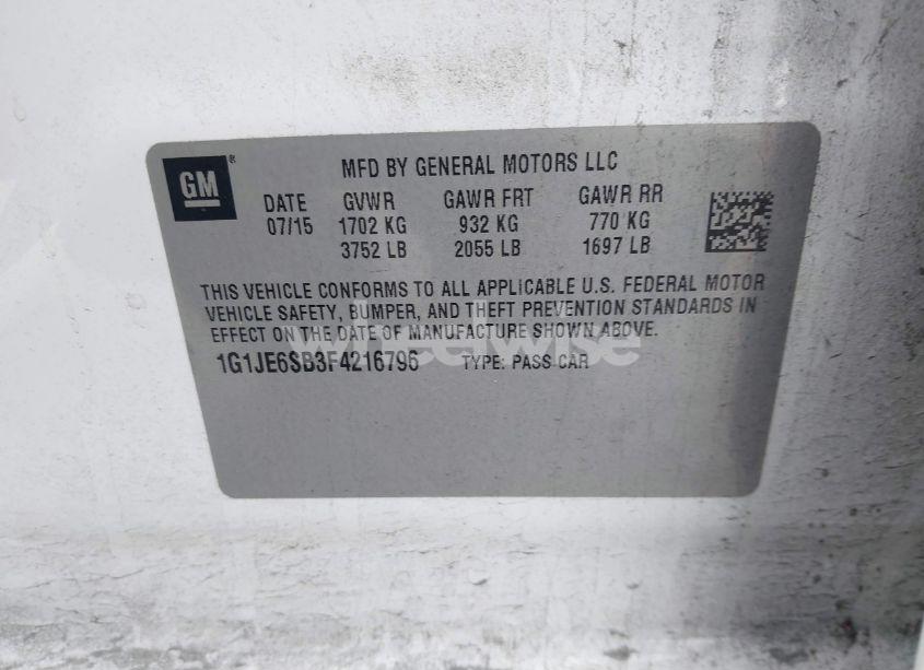 Photo 9 of 2015 Chevrolet Sonic LTZ AUTO (VIN 1G1JE6SB3F4216796)