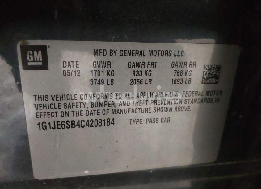 Photo 9 of 2012 Chevrolet Sonic 2LZ (VIN 1G1JE6SB4C4208184)