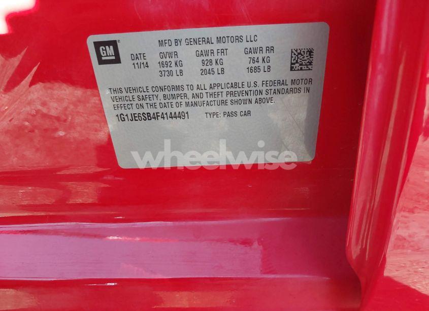 Photo 9 of 2015 Chevrolet Sonic LTZ AUTO (VIN 1G1JE6SB4F4144491)