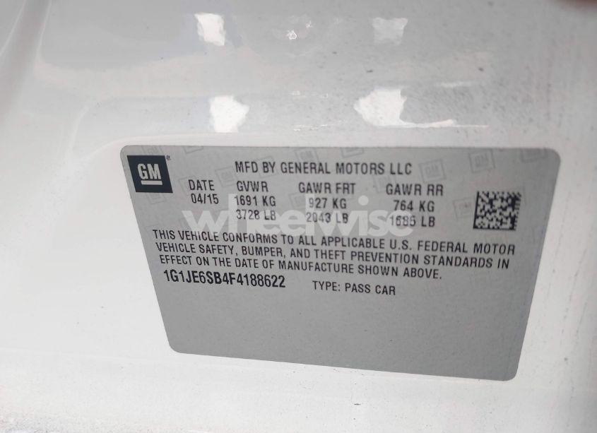 Photo 9 of 2015 Chevrolet Sonic LTZ AUTO (VIN 1G1JE6SB4F4188622)