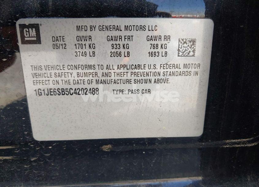 Photo 9 of 2012 Chevrolet Sonic 2LZ (VIN 1G1JE6SB5C4202488)