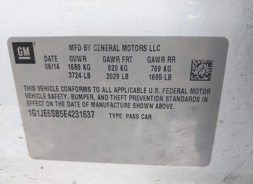 Photo 9 of 2014 Chevrolet Sonic LTZ AUTO (VIN 1G1JE6SB5E4231637)