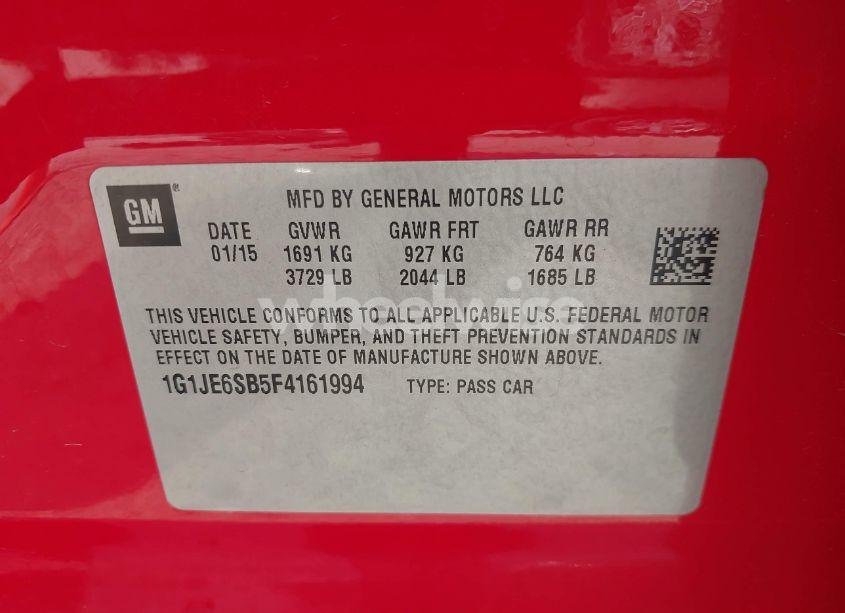 Photo 9 of 2015 Chevrolet Sonic LTZ AUTO (VIN 1G1JE6SB5F4161994)