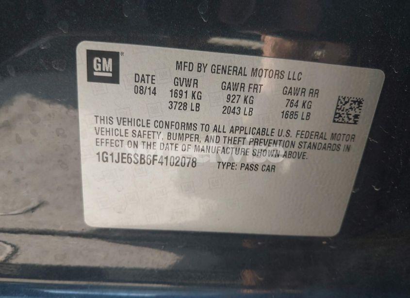 Photo 9 of 2015 Chevrolet Sonic LTZ AUTO (VIN 1G1JE6SB6F4102078)