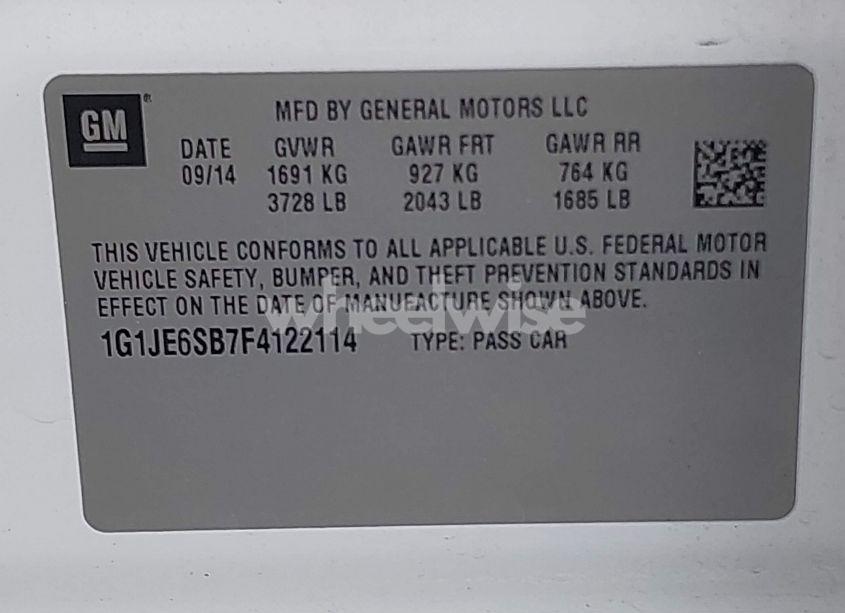 Photo 9 of 2015 Chevrolet Sonic LTZ AUTO (VIN 1G1JE6SB7F4122114)