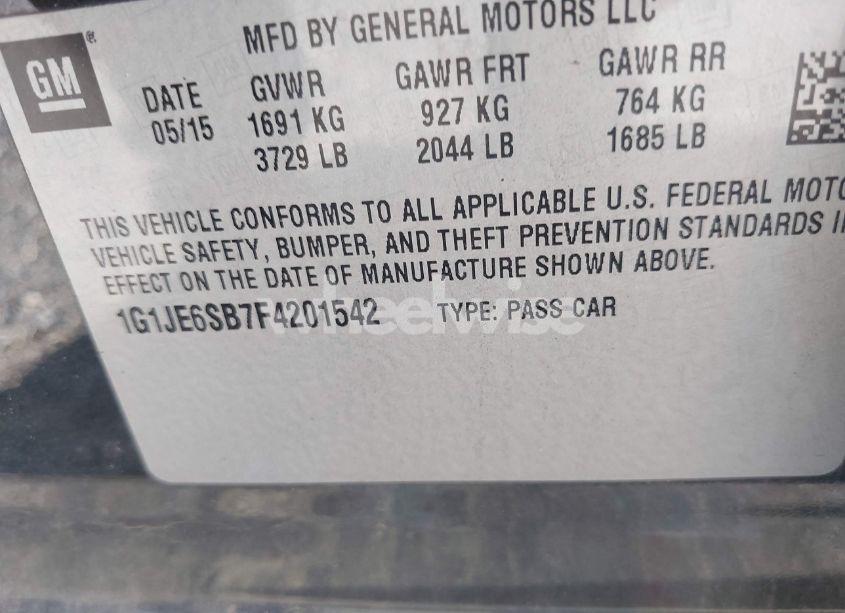 Photo 9 of 2015 Chevrolet Sonic LTZ AUTO (VIN 1G1JE6SB7F4201542)