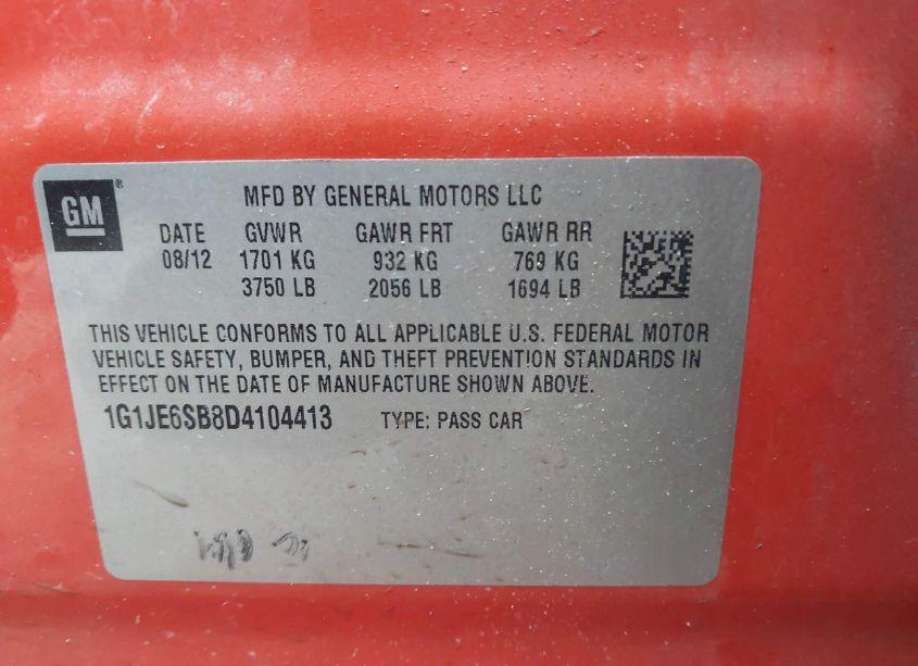 Photo 9 of 2013 Chevrolet Sonic LTZ AUTO (VIN 1G1JE6SB8D4104413)