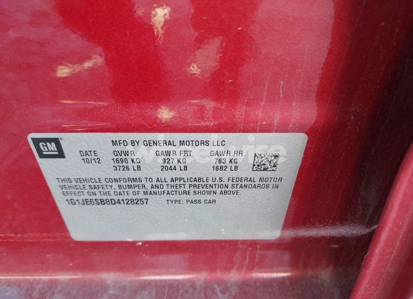 Photo 9 of 2013 Chevrolet Sonic LTZ AUTO (VIN 1G1JE6SB8D4128257)