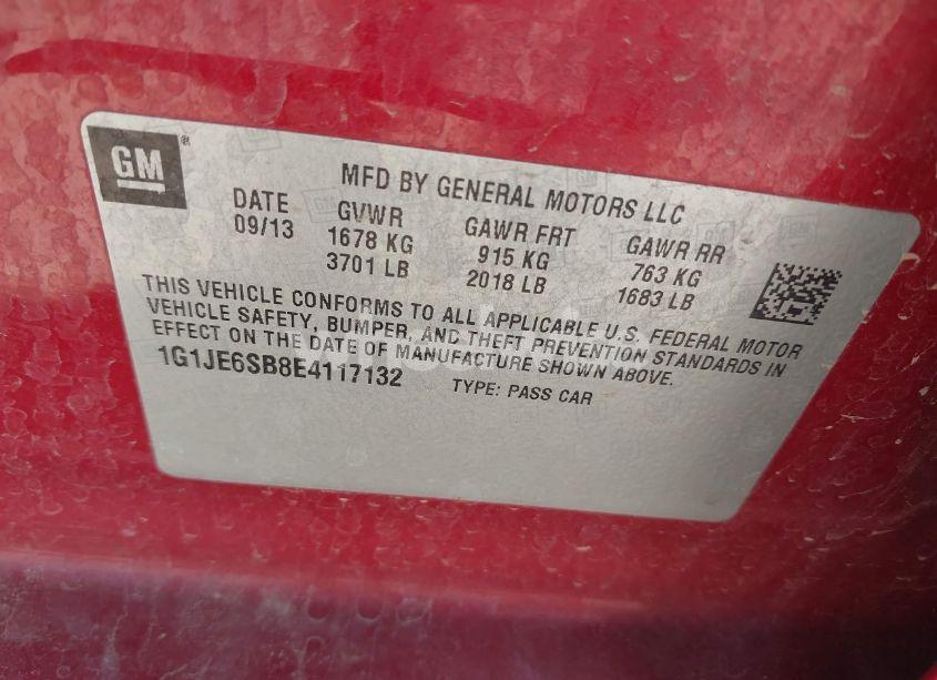 Photo 9 of 2014 Chevrolet Sonic LTZ AUTO (VIN 1G1JE6SB8E4117132)