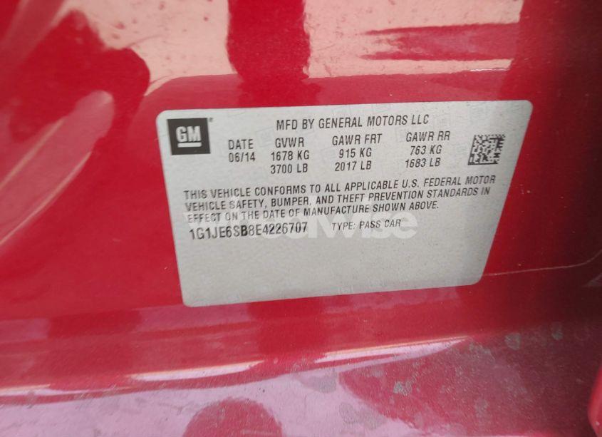 Photo 9 of 2014 Chevrolet Sonic LTZ AUTO (VIN 1G1JE6SB8E4226707)