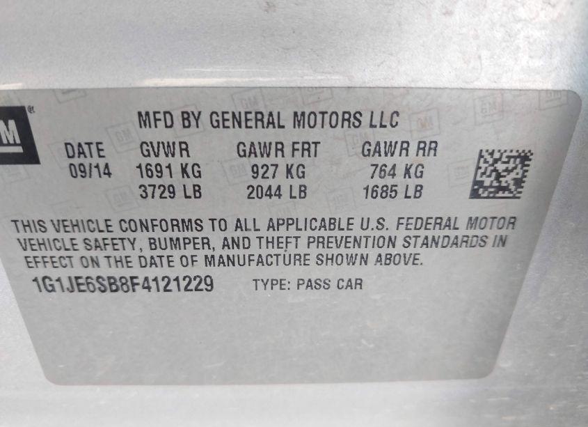 Photo 9 of 2015 Chevrolet Sonic LTZ AUTO (VIN 1G1JE6SB8F4121229)