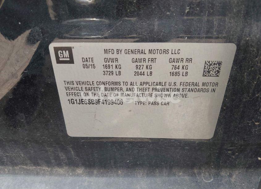 Photo 9 of 2015 Chevrolet Sonic LTZ AUTO (VIN 1G1JE6SB9F4199406)