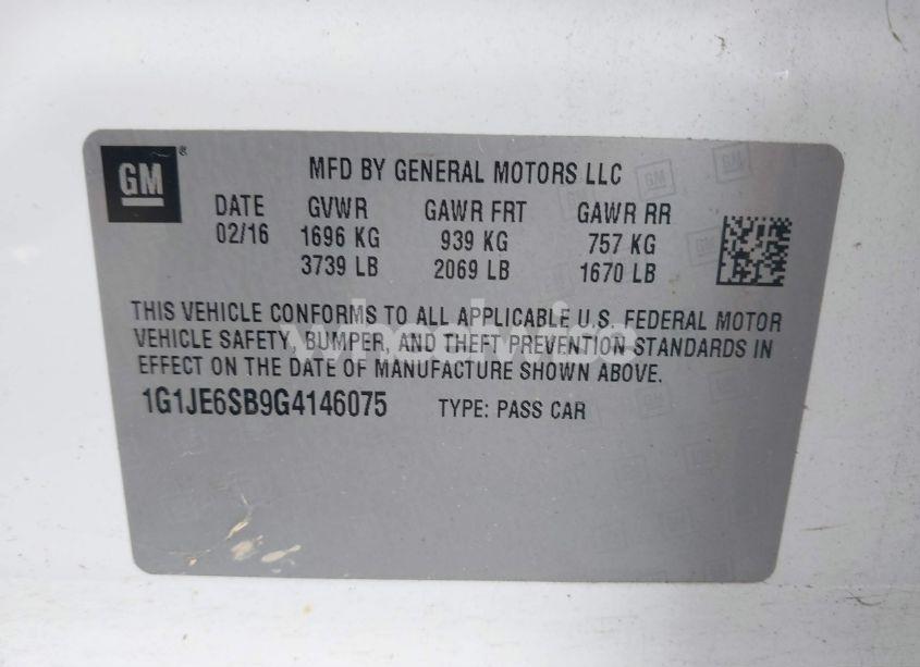 Photo 9 of 2016 Chevrolet Sonic LTZ AUTO (VIN 1G1JE6SB9G4146075)