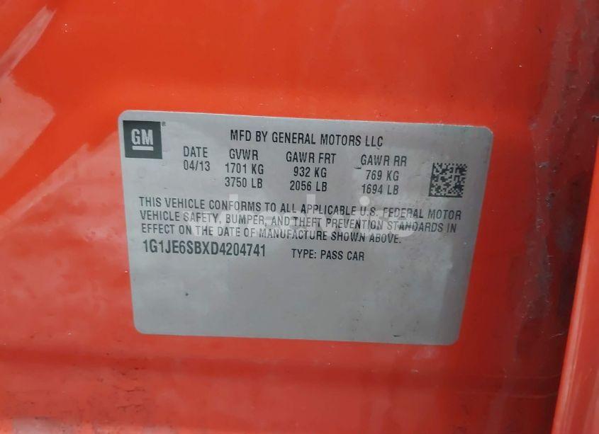 Photo 9 of 2013 Chevrolet Sonic LTZ AUTO (VIN 1G1JE6SBXD4204741)