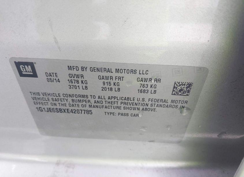 Photo 9 of 2014 Chevrolet Sonic LTZ AUTO (VIN 1G1JE6SBXE4207785)