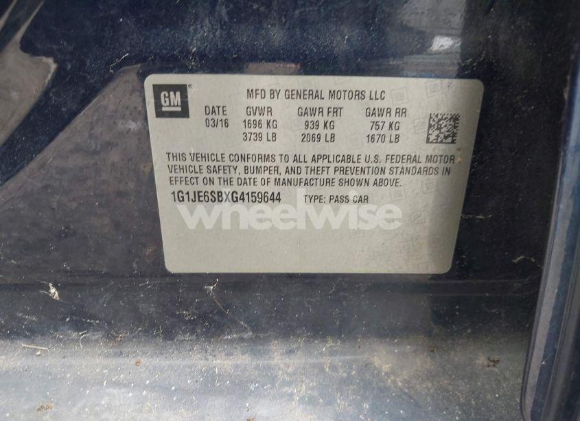 Photo 9 of 2016 Chevrolet Sonic LTZ AUTO (VIN 1G1JE6SBXG4159644)