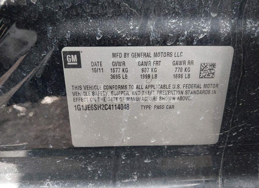 Photo 9 of 2012 Chevrolet Sonic 2LZ (VIN 1G1JE6SH2C4114048)