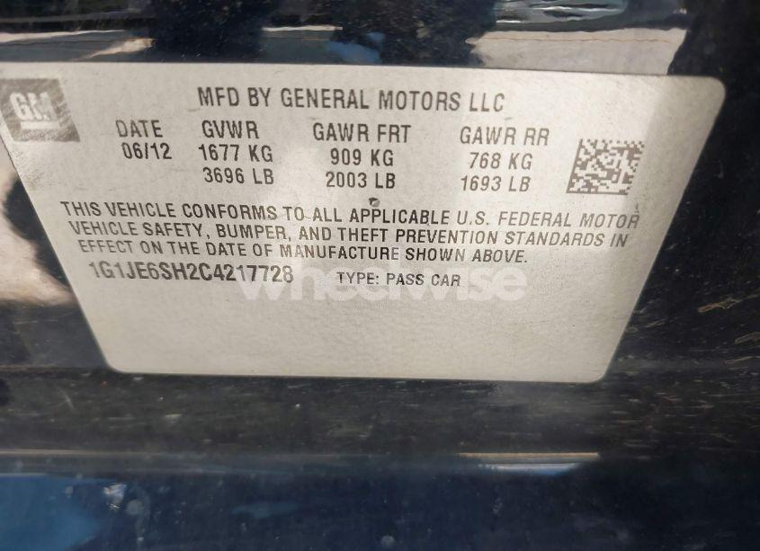 Photo 9 of 2012 Chevrolet Sonic 2LZ (VIN 1G1JE6SH2C4217728)