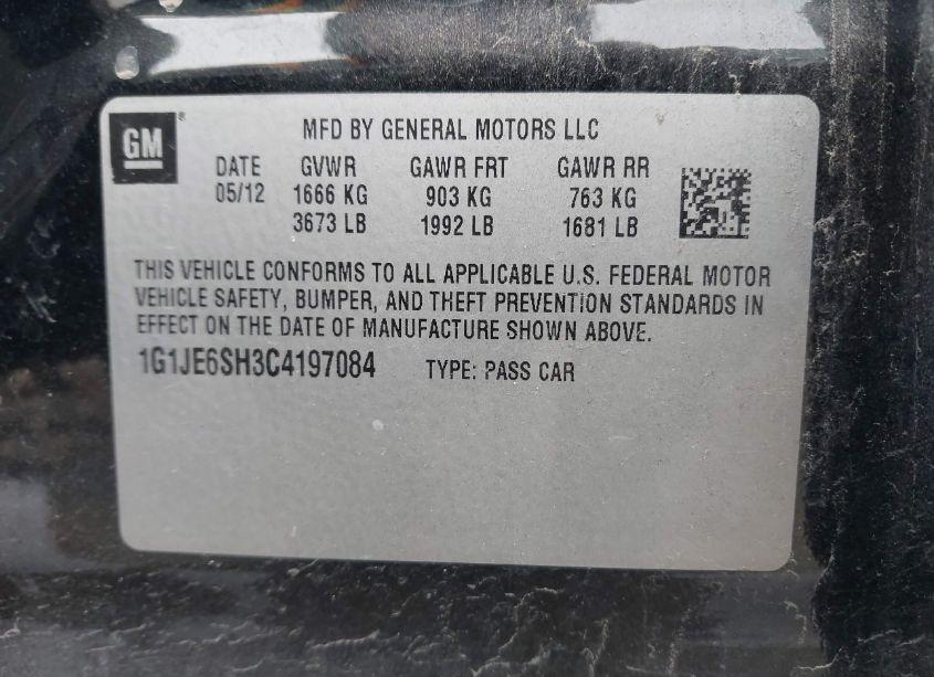 Photo 9 of 2012 Chevrolet Sonic 2LZ (VIN 1G1JE6SH3C4197084)