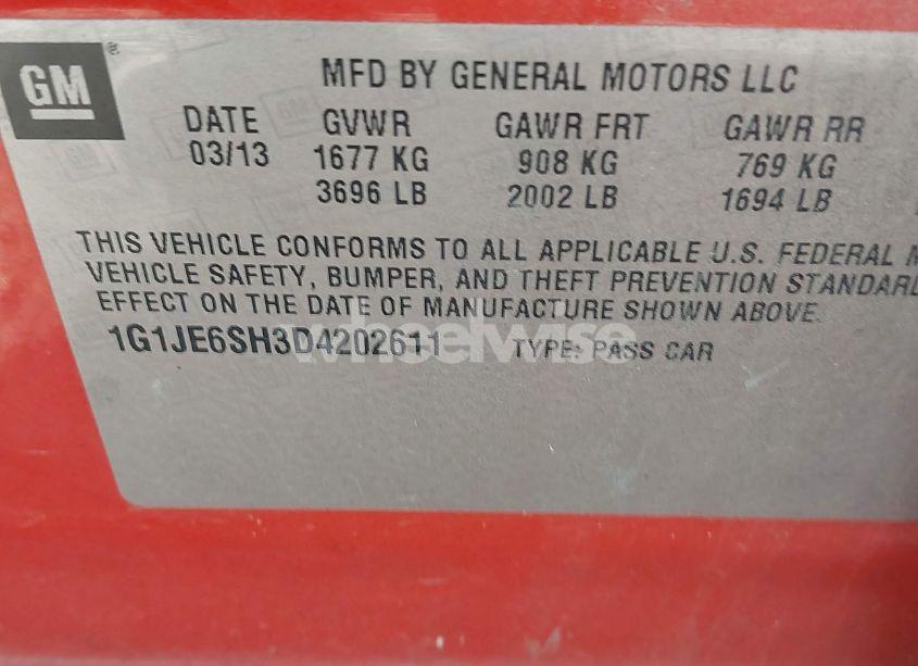 Photo 9 of 2013 Chevrolet Sonic LTZ AUTO (VIN 1G1JE6SH3D4202611)