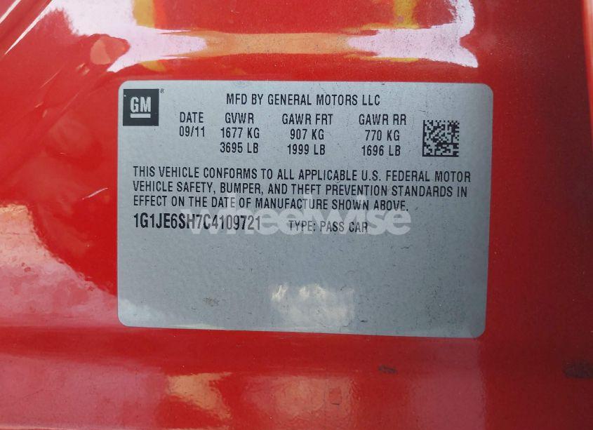 Photo 9 of 2012 Chevrolet Sonic 2LZ (VIN 1G1JE6SH7C4109721)