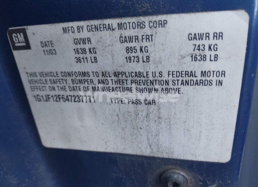 Photo 8 of 2004 Chevrolet Cavalier LS (VIN 1G1JF12F647237771)