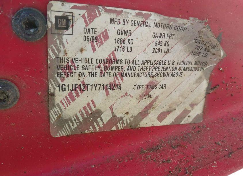 Photo 9 of 2000 Chevrolet Cavalier Z24 (VIN 1G1JF12T1Y7114214)