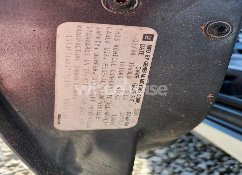 Photo 9 of 1988 Chevrolet Cavalier (VIN 1G1JF31W0J7171324)