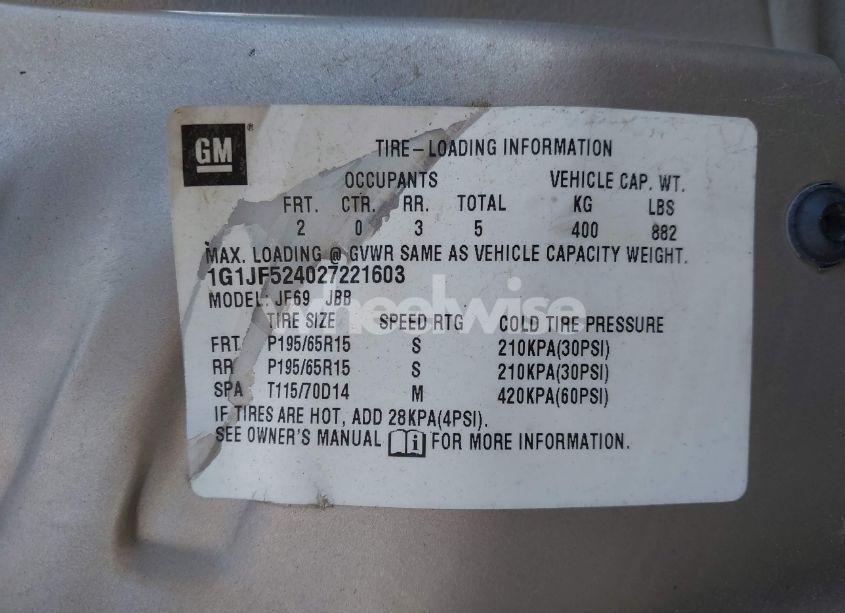 Photo 9 of 2002 Chevrolet Cavalier LS (VIN 1G1JF524027221603)