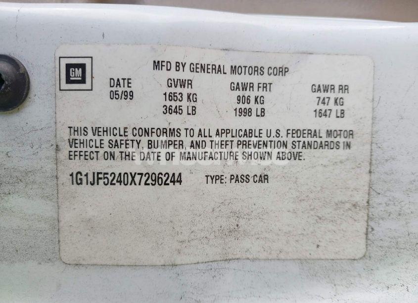 Photo 9 of 1999 Chevrolet Cavalier LS (VIN 1G1JF5240X7296244)