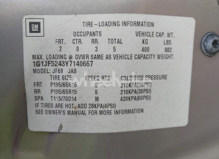 Photo 9 of 2000 Chevrolet Cavalier LS (VIN 1G1JF5243Y7140667)