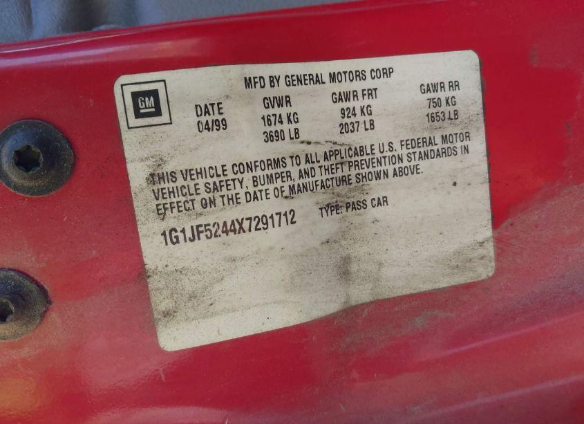 Photo 9 of 1999 Chevrolet Cavalier LS (VIN 1G1JF5244X7291712)