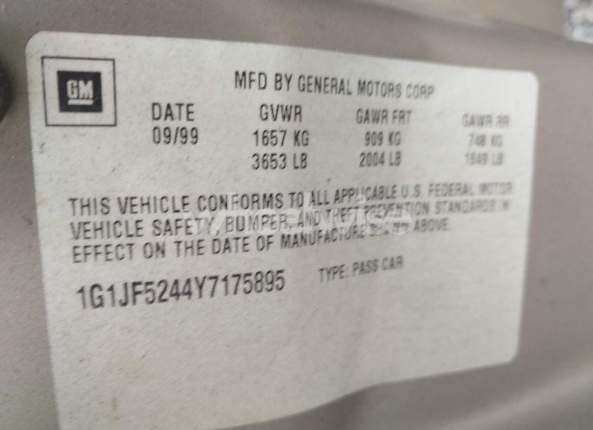 Photo 9 of 2000 Chevrolet Cavalier LS (VIN 1G1JF5244Y7175895)