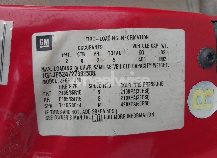 Photo 9 of 2002 Chevrolet Cavalier LS (VIN 1G1JF524727392588)