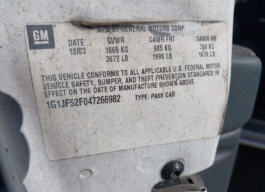 Photo 9 of 2004 Chevrolet Cavalier LS (VIN 1G1JF52F047266982)