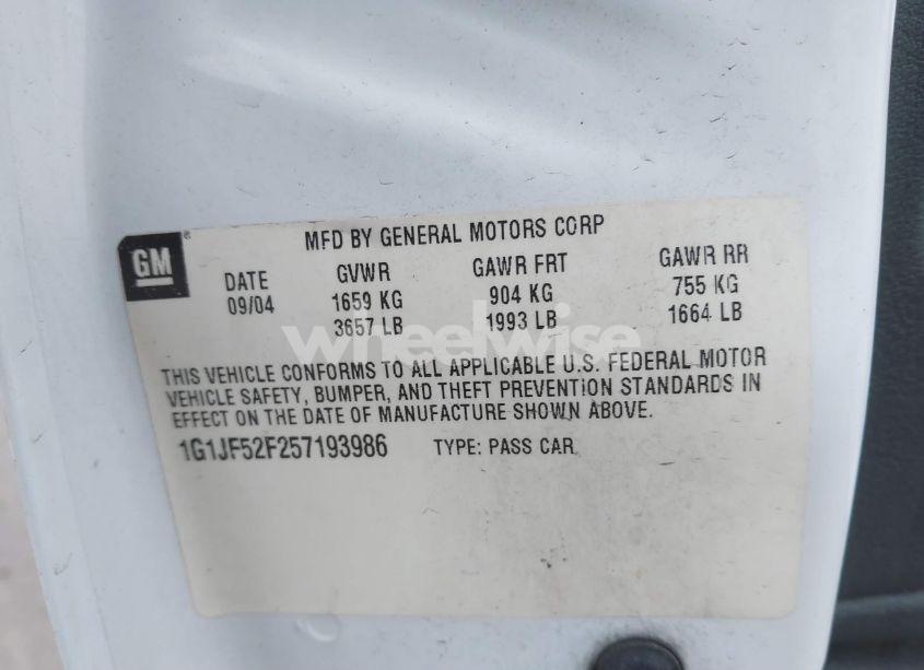 Photo 9 of 2005 Chevrolet Cavalier LS (VIN 1G1JF52F257193986)