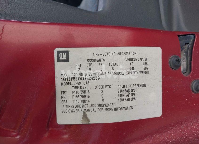 Photo 9 of 2001 Chevrolet Cavalier LS (VIN 1G1JF52T417324559)