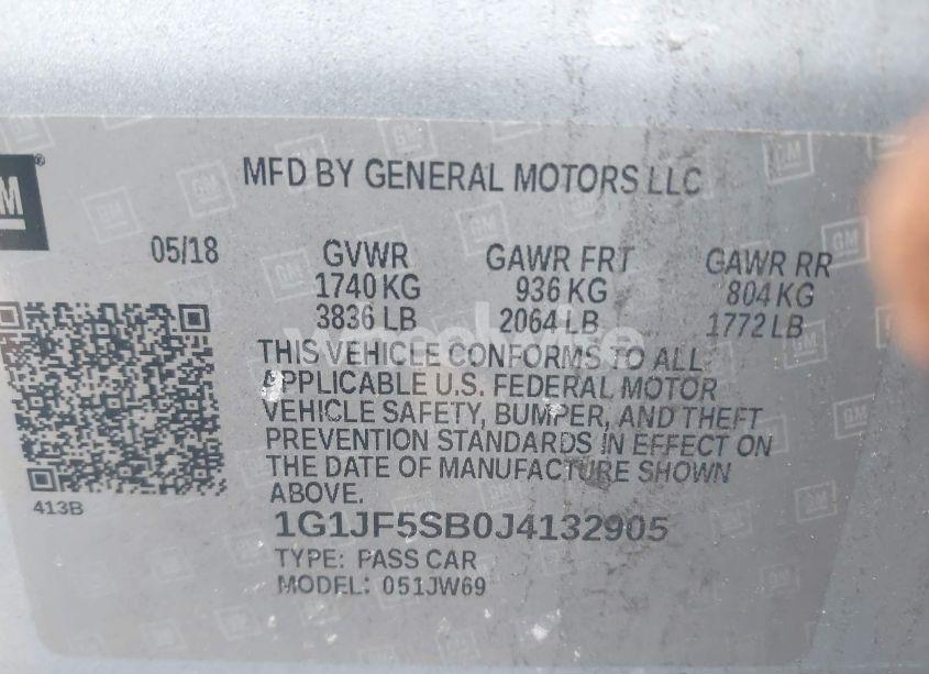 Photo 9 of 2018 Chevrolet Sonic PREMIER AUTO (VIN 1G1JF5SB0J4132905)