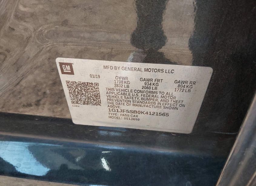 Photo 9 of 2019 Chevrolet Sonic PREMIER AUTO (VIN 1G1JF5SB0K4121565)